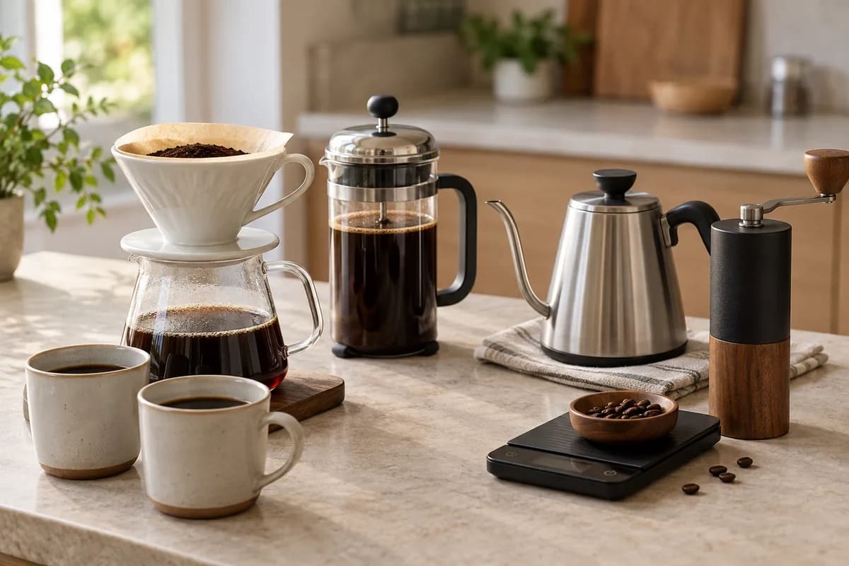 Selección esencial de accesorios para preparar café en casa